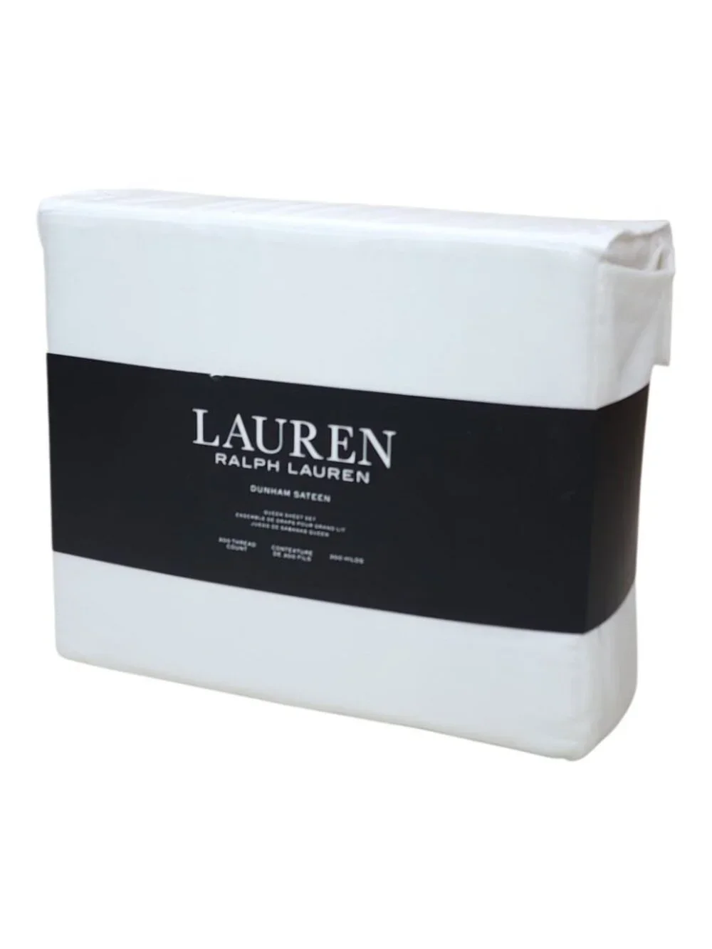 Lauren Ralph Lauren Dunham Sateen Queen White Sheet Set 300 Thread Count Cotton